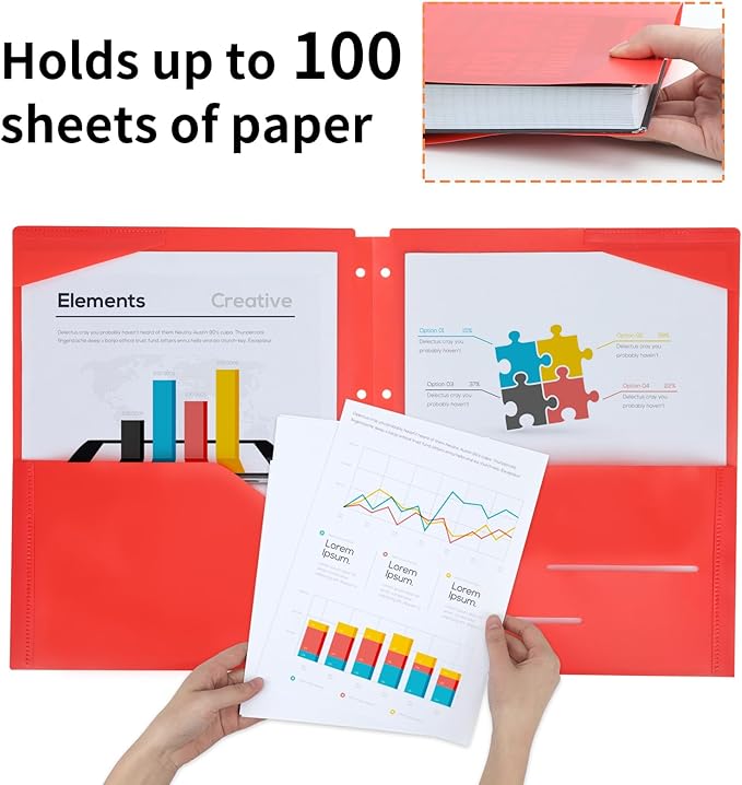 EOOUT Binder Folders 10pcs Colored File Folders, Plastic Folders - Image 4