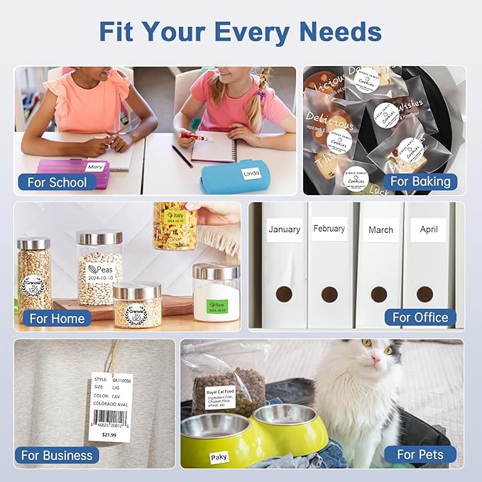 CLABEL Thermal Label Maker Machine: 221B Bluetooth Label Printer Mini Sticker Barcode Printer Inkless Label Maker Compatible with Clothing Price Labeling with 1 Roll of 50x30mm Label(Gray White)-DeskLoop Office