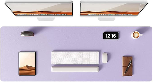YSAGi Leather Desk Pad Protector, Office Desk Mat, Large Mouse Pad, Non-Slip PU Leather Desk Blotter, Laptop Desk Pad, Waterproof Desk Writing Pad for Office and Home (Light Purple, 47" x 17")-DeskLoop Office