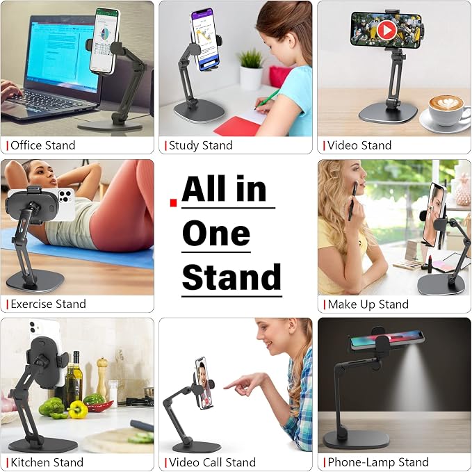 APPS2Car Phone Stand for Desk Adjustable Height 360 Degree Rotation Heavy Base - Image 6