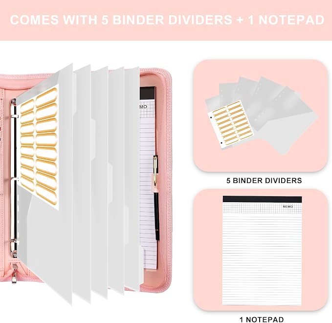 Leathario Portfolio Binder, Includes 5 Folder Index Dividers, 13 Inch Tablets - Image 5