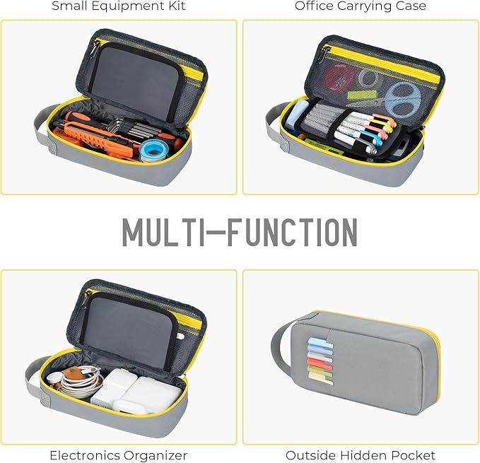 ECHSRT Big Pencil Case, Aesthetic Portable Zipper Pencil Bag with Hidden Pocket, Special Pouch for Men Women Adults, Stationery Organizer Pen Cases for Office Travel, Grey-DeskLoop Office