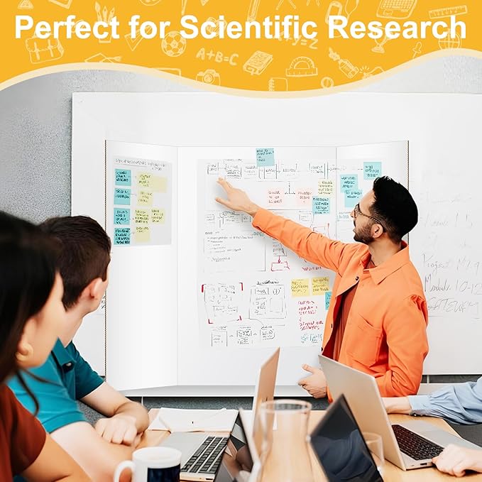 Trifold Poster Board 36"x48", White Extra Large Corrugated Display Board Foldable Board for School Projects, Science Fair, Business Presentations, Photo Displays, Graduation Exhibitions- 2 Pack-DeskLoop Office