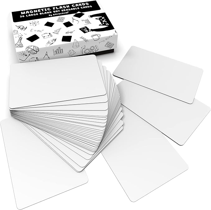 Dry Erase Magnetic Labels 5.6 x 3.7 in, Dry Erase Magnets, 36-Pack, White Erasable Write-On All-Purpose Labels, for Office, Education, Home, Whiteboard