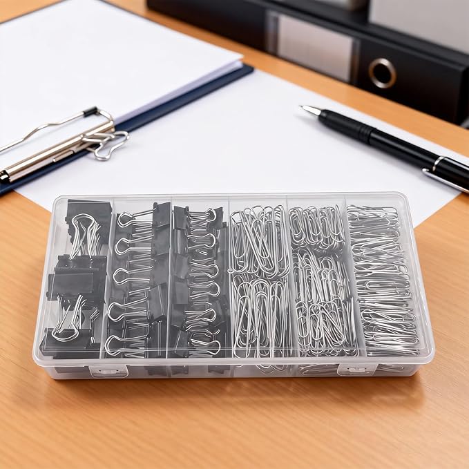 350 Pcs Paper Clips and Binder Clips, Office Clips Set, Large Binder Clips - Image 3