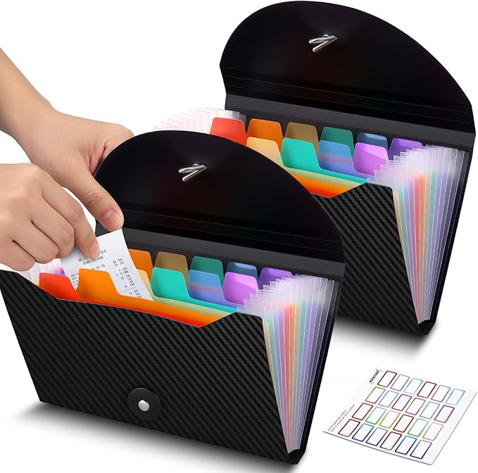 13 Pockets Receipt Coupon Organizer, 7X 4.5 Inches Small Accordion File by Nicecho
