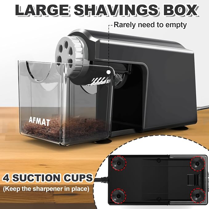 AFMAT Electric Pencil Sharpener Heavy Duty, 6-Hole Classroom Pencil Sharpener - Image 6