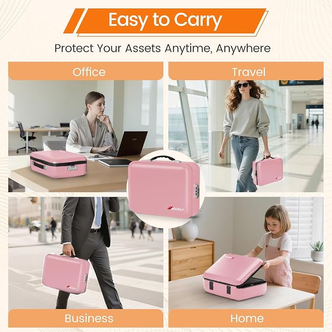 Fireproof Document Box with Lock, 5200°F Fireproof Water Resistant Hard Case - Image 7