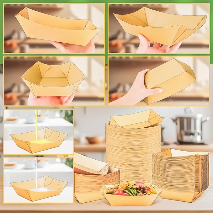 200 Pack 3LB Paper Food Boat Trays Disposable Paper Boat Containers, Heavy Duty - Image 4