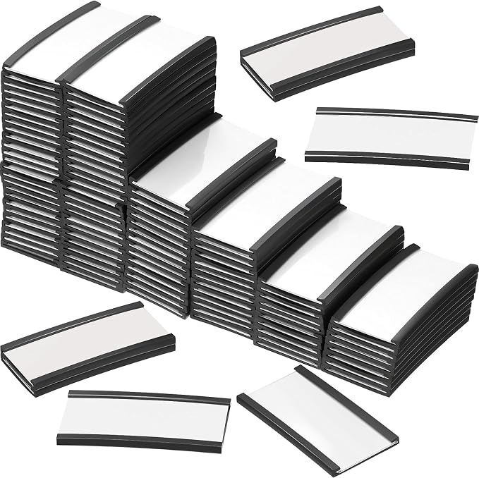 Outus 100 Pack Magnetic 'c' Channel Label Holders 2" x 1" Magnetic Labels Shelf by Outus