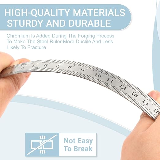 6 Pack Heavy Duty 6 Inch Steel Ruler Set - Image 5