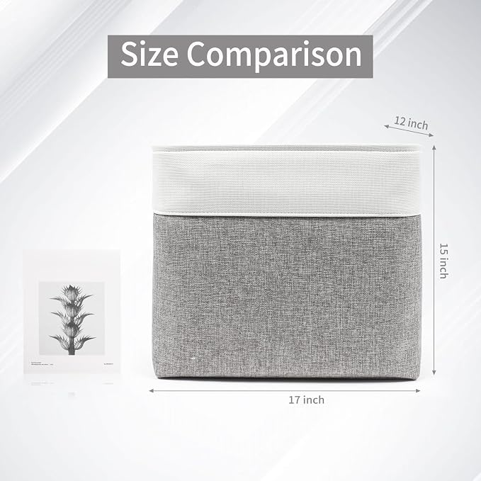 Bagnizer Large Fabric Storage Baskets | 50L Storage Bins, Decorative Linen - Image 6