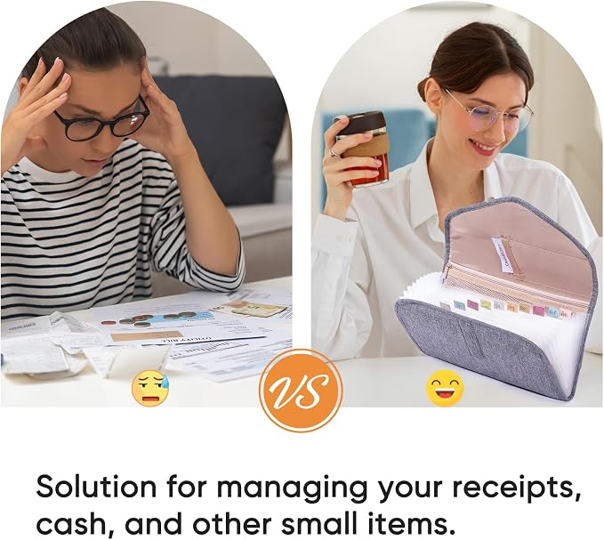 Fabric Bill Organizer with Pockets 10x6 Receipt Organizer - Image 7