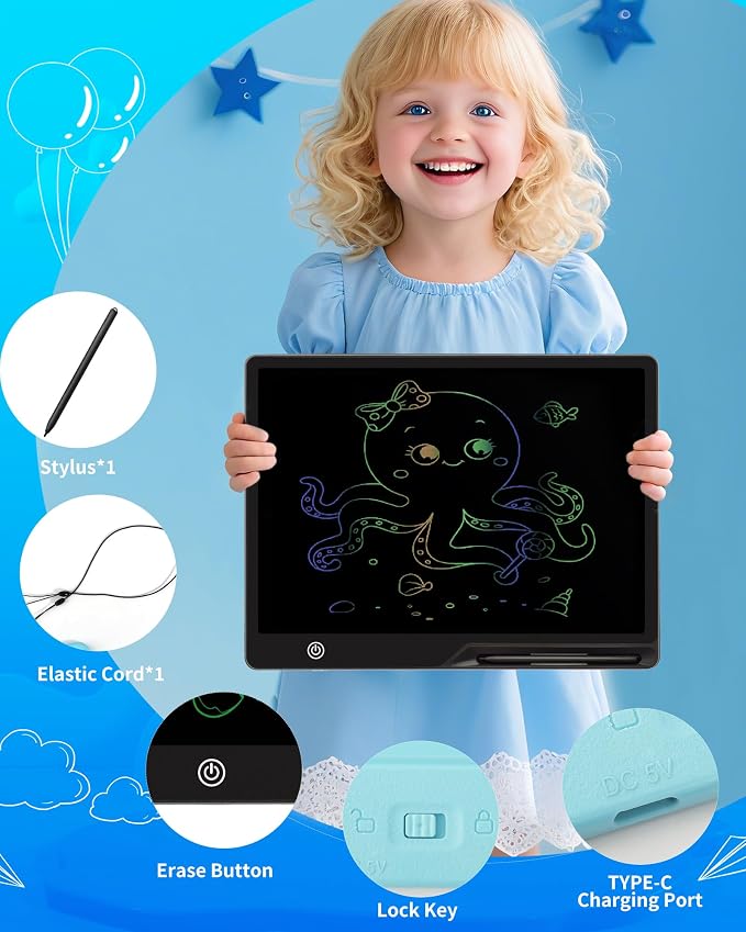 Magnetic LCD Writing Tablet for Fridge, 13 Inch Writing Tablet for Kids - Image 6