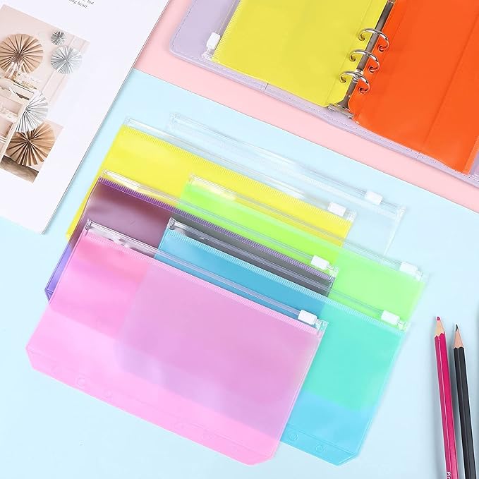 7 Pack A6 6 Holes Binder Pockets Plastic Binder Zipper Folders Waterproof 6 - Image 4