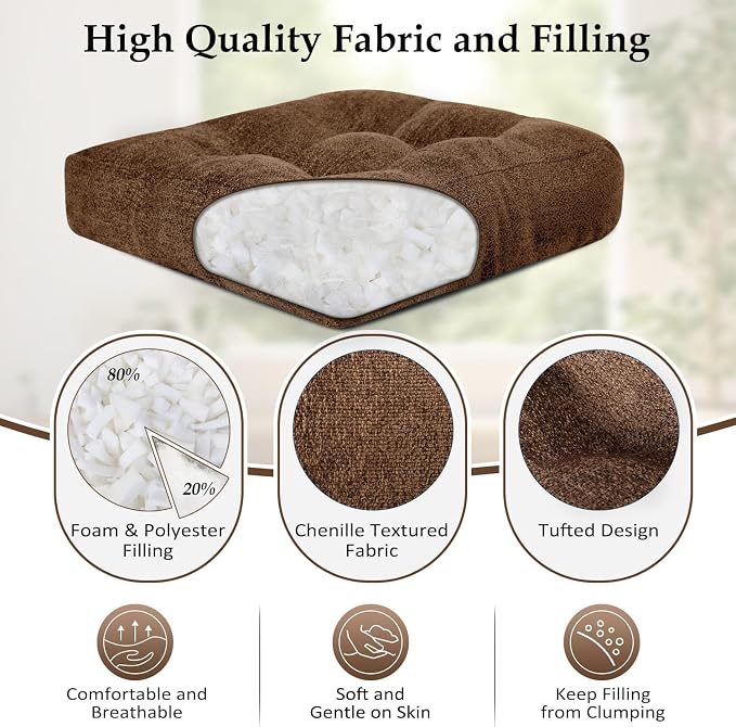 downluxe Chair Cushions for Dining Chairs 2 Pack, Tufted Indoor Chair Pads - Image 2
