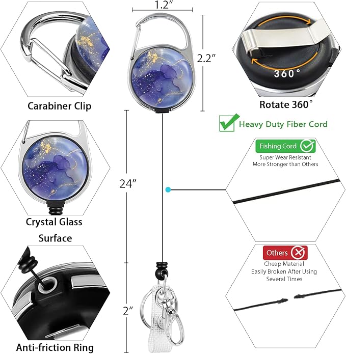 Giancomics Lanyards for Id Badges, Purps Marble ID Badge Holder - Image 5