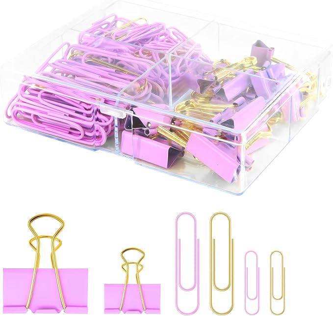 Cute Paper Clips Binder Clips Combo Set, Cute Office Supplies Set by CREECHWA