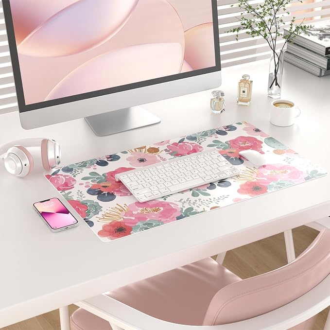 QIYI Large Mouse Pad, Women Girls PU Leather Waterproof Gaming Mousepad - Image 2