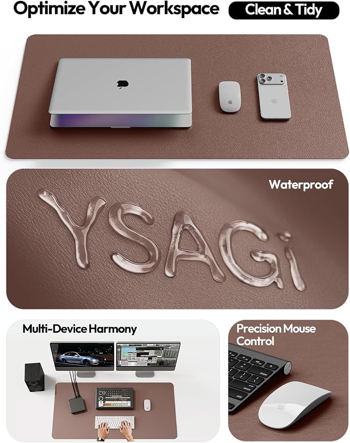 YSAGi Leather Desk Protector, Office Mat, Large Mouse Mat, Non-Slip PU Leather - Image 8