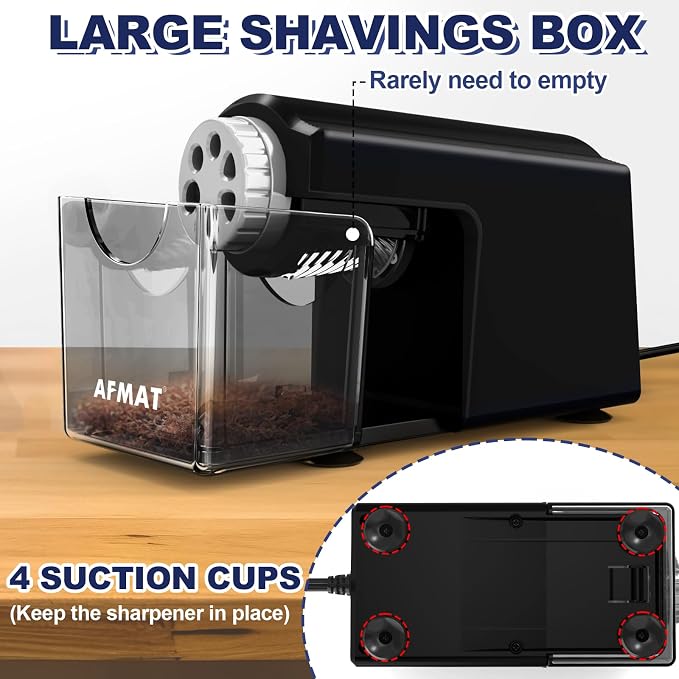 AFMAT Electric Pencil Sharpener Heavy Duty, 6-Hole Classroom Pencil Sharpener - Image 6