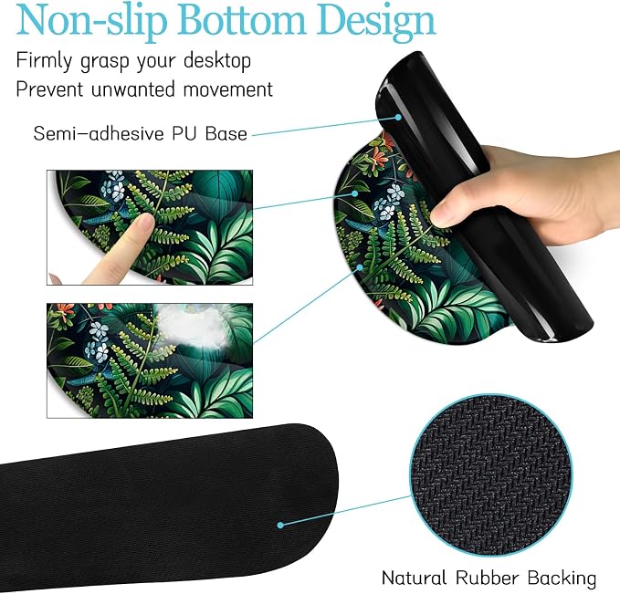 LIMKRIAN Floral Mouse Pad Large Desk Mat Set, Cute Green Office Desk - Image 5