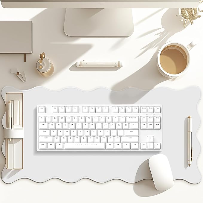Hahafelt Scalloped Desk Mat Large Desk Pad Cute Coquette Table Mat Back to - Image 6