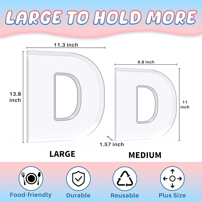13.8" Extra Large Acrylic Letter Charcuterie Board Box, Reusable Fillable - Image 2