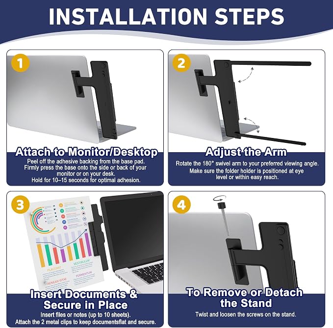 HAUTOCO Monitor Mount Document Clip, Document Holder - Image 7