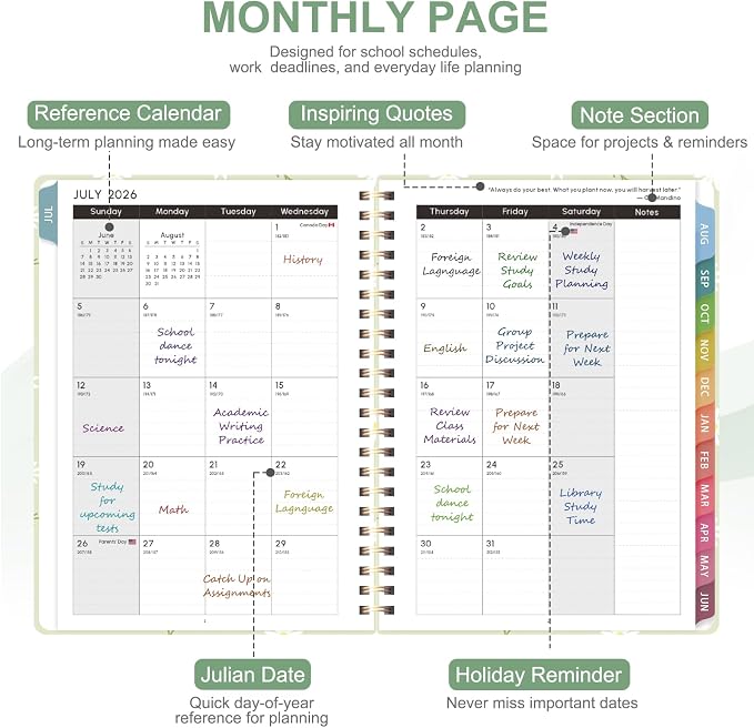 Planner 2026-2027, Weekly and Monthly Academic Year Calendar Planner, July 2026 - Image 3