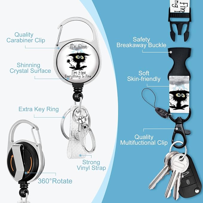 Id Badge Holder with Lanyard, I'm Fine Everything is Fine Lanyards - Image 4