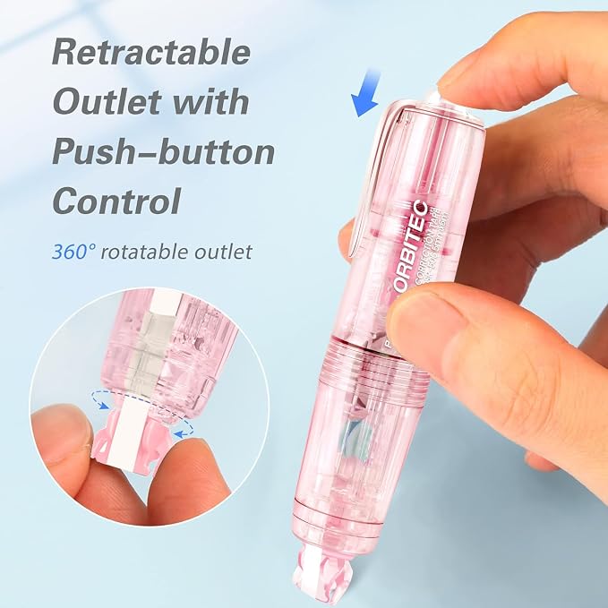 Refillable Retractable White Correction Tape, Mini Aesthetic Pen Shaped - Image 2