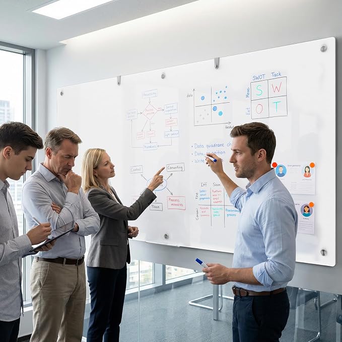 Large Glass Whiteboard, 96 x 48 Inches Magnetic Glass Dry Erase Board - Image 7