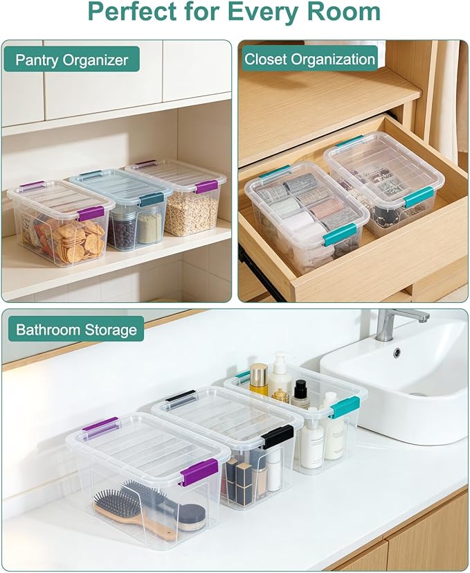 Storage Bins with Lids 6 Pack Clear Storage Containers, 7 Quart Stackable - Image 7