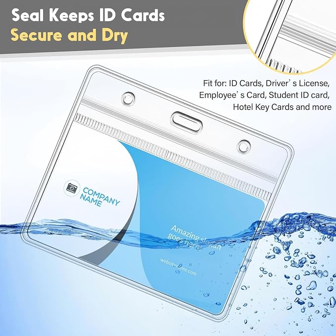 Marspark 500 Pieces Clear Plastic Horizontal Name Badge ID Card Holders - Image 3