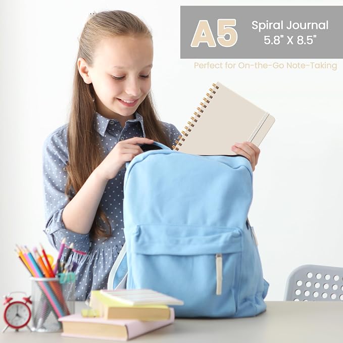 CICPAP Lined Spiral Journal Notebook, A5 College Ruled Notebook - Image 6