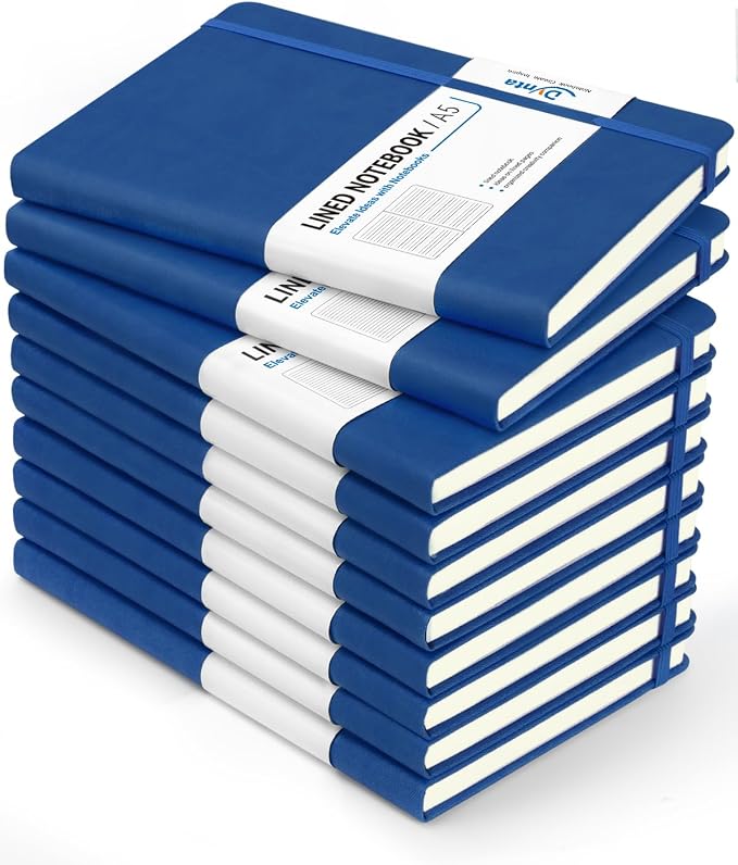 Dynta Hardcover Journal Notebooks, 10 Packs A5 Lined Journals Bulk by Dynta