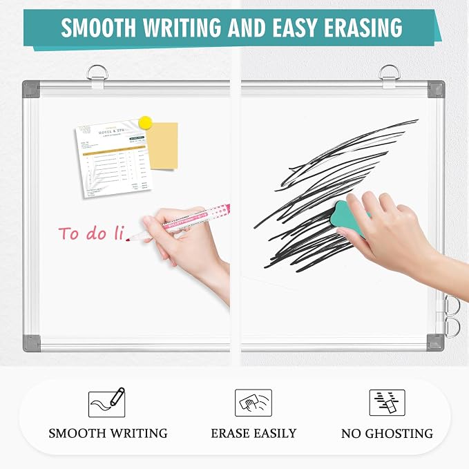 AMUSIGHT Dry Erase Board White Board, Hanging Mounted Whiteboard Silver - Image 4