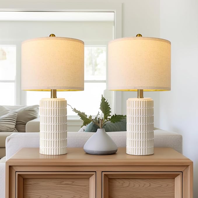 PoKat 20.75" Small Modern Ceramic Table Lamps Set of 2 - Image 7