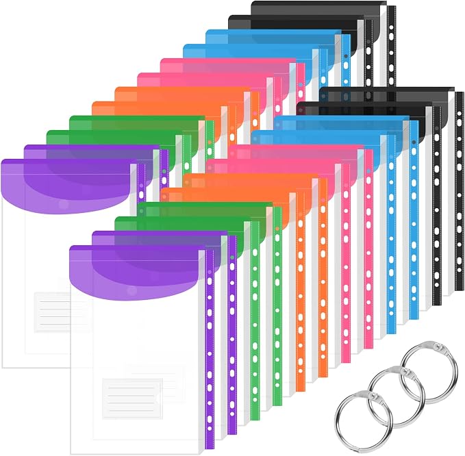 24 Pack Binder Folders with Pockets 11 Holes Expandable Dividers by Surcotto