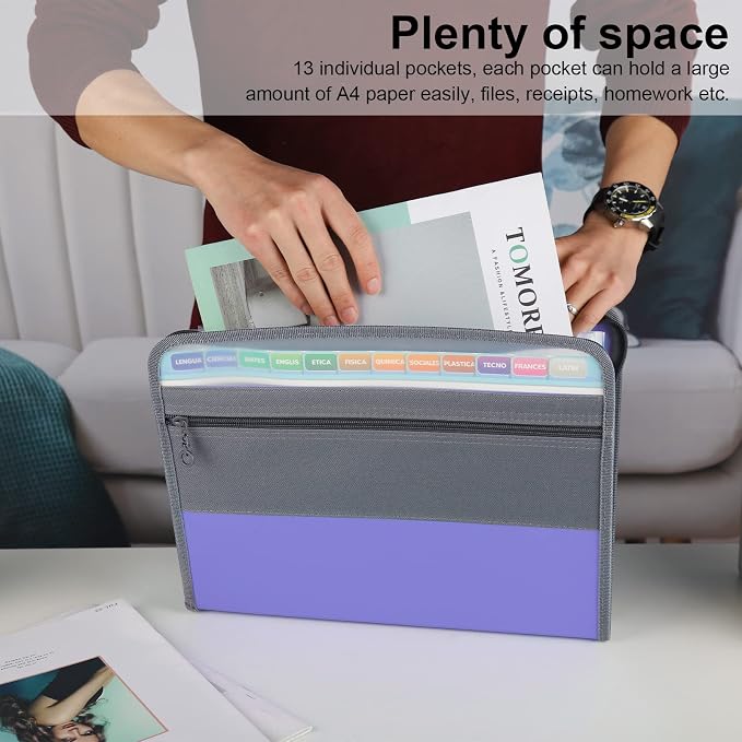 NAFY Accordion File Organizer, 13 Pockets Expanding File Folder - Image 2