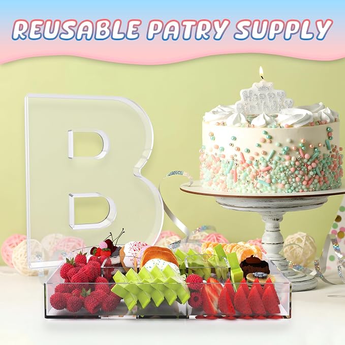 11" Acrylic Letter Charcuterie Box, Reusable Fillable Alphabet Number Shaped - Image 5