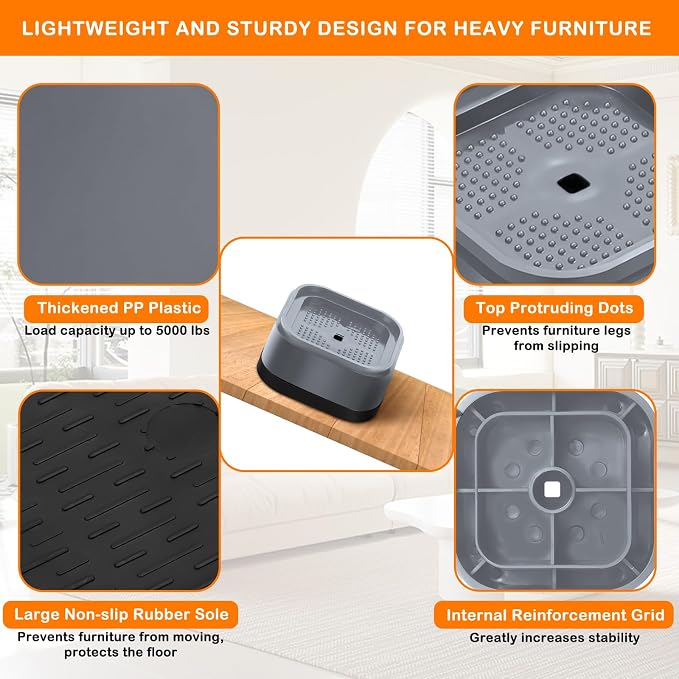 shouwuhho 18 Pack Furniture Risers Adjustable Bed Risers Heavy Duty Lifts - Image 5