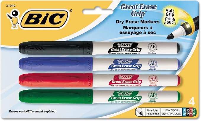 BIC Products - BIC - Great Erase Grip Dry Erase Whiteboard Markers, Fine Point by BIC
