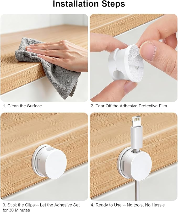 OneLeaf 8 Pack Magnetic Cable Clips, Rotatable Cable Management Clips - Image 8