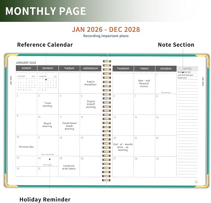Monthly Planner 2026-2028, Hardcover 3 year calendar 2026-2027-2028 Calendar - Image 3