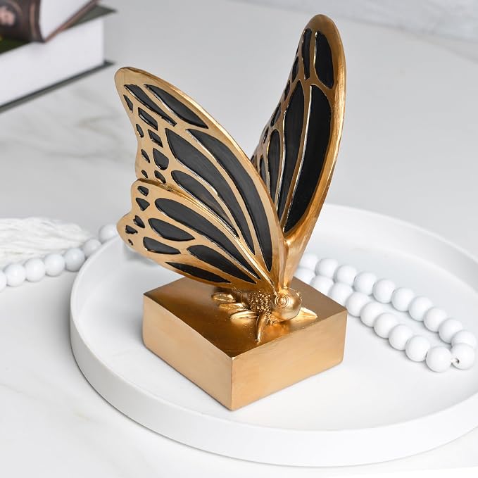 Vintage Brass Butterfly Bookends, Resin Book Ends - Image 6