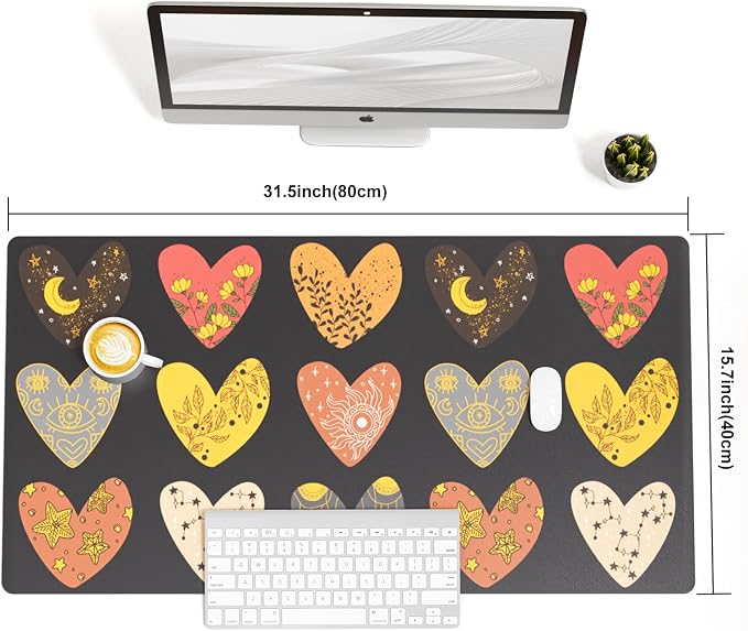 Colorful Star Magic Heart Leather Mouse Pad, Large Pad - Image 8