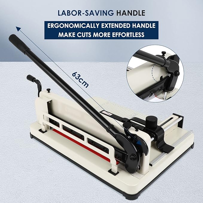 FAHKNS 17" Heavy Duty Guillotine Trimmer Paper Cutter,Cortadora de Papel 500 Sheets Paper Trimmer with Double Safety Protection Durable HSS Blade for Cutting Paper-DeskLoop Office