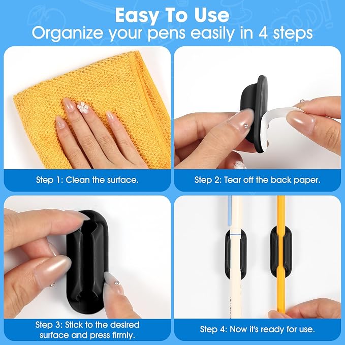 VZZNN 20 PCS Adhesive Pencil Holders, Silicone Marker Organizer - Image 7